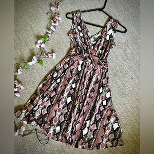 Candies Snake Print Mini Wrap Dress - XS